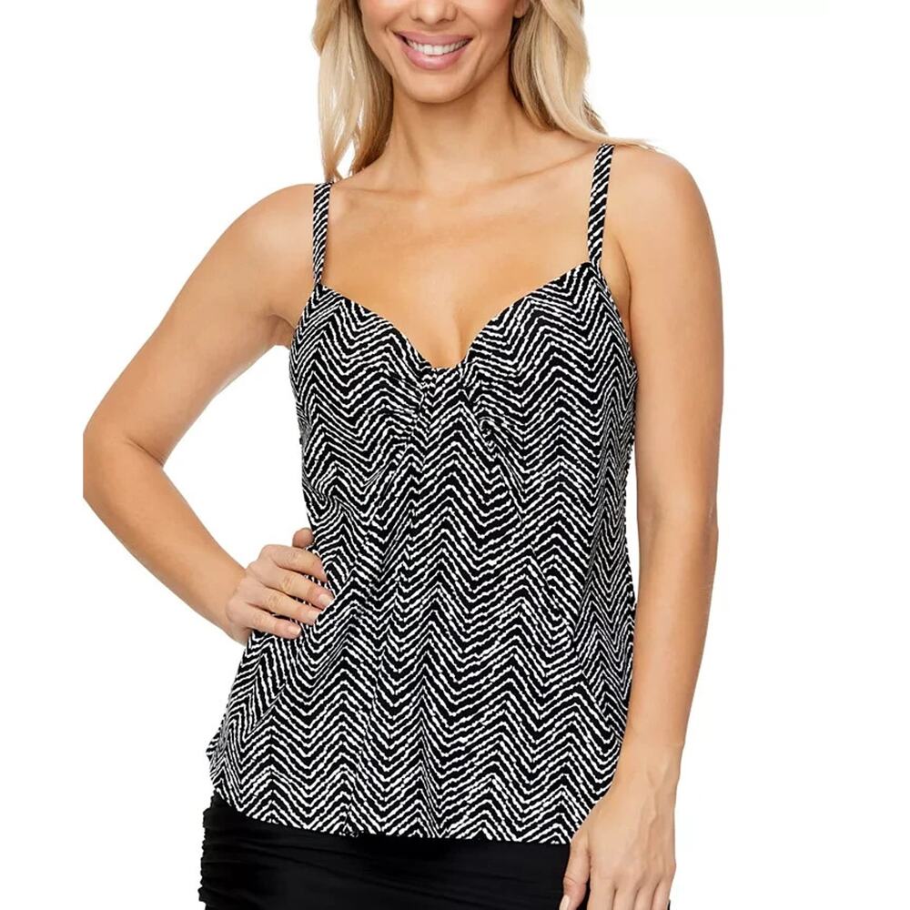 Island Escape Women's Scorpio Underwire Tankini Top, Black, Size 14 0410